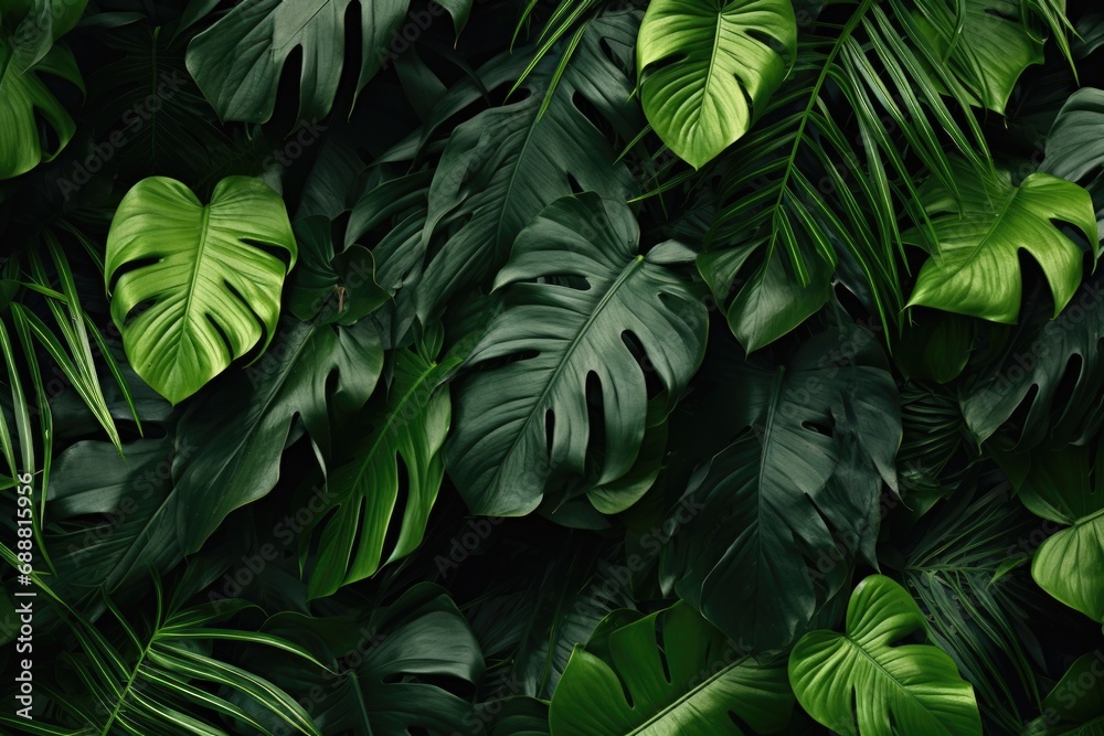 Poster a close-up view of a bunch of green leaves. ideal for nature-themed projects and designs