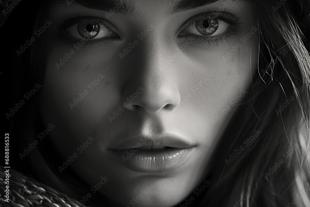 Poster close-up shot of a woman's face wearing a hat. versatile image suitable for various concepts