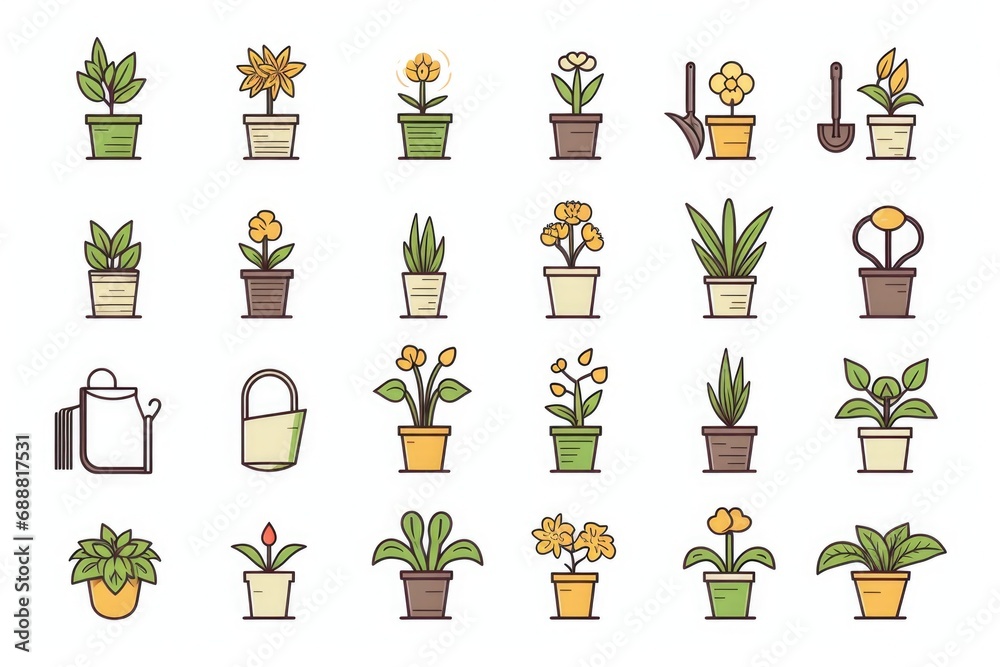 Poster a collection of various potted plants and flowers. perfect for adding a touch of nature and color to