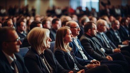 People are in the audience at the conference hall at a business event. - obrazy, fototapety, plakaty