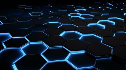 a seamless 3d blue background with hexagonal elements