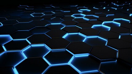 Naklejka premium a seamless 3d blue background with hexagonal elements