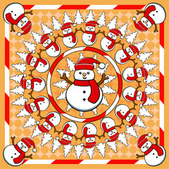 Obraz na płótnie Canvas christmas card with snowman