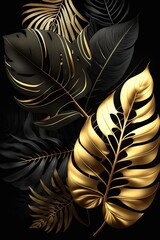 black and golden leaves