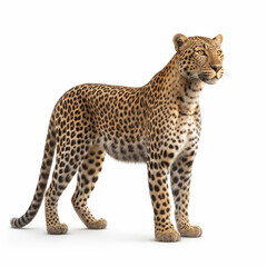 Fototapeta premium Leopard African Safari Animal on White Background