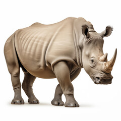 Fototapeta premium White Rhino African Safari Animal on White Background