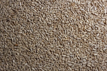 Peeled Sunflower Seeds Background: A Culinary Canvas of Shell-free Sunflower Seeds, Creating a Lively and Textured Background for Gourmet Cooking - Top View, Flat Lay