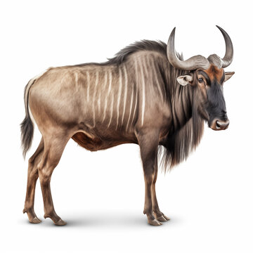 Wildebeest African Safari Animal on White Background