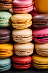 colorful macaroons on background, ai generated