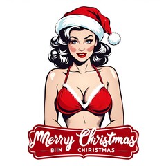 christmas girl in santa hat