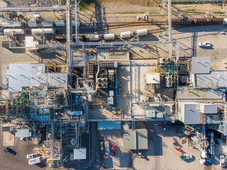 Industrial Drone Photos of a Factory Plant Manufacturing Pharmaceuticals 