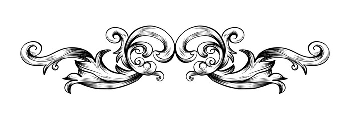 Ornamental realistic hand drawn border