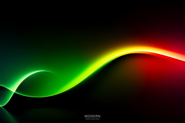 Abstract Green on Black Background. colorful wavy design wallpaper. creative graphic 2 d illustration. trendy fluid cover with dynamic shapes flow.