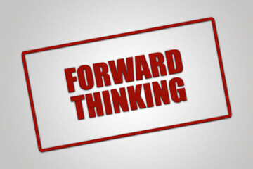 Forward thinking. A red stamp illustration isolated on light grey background.