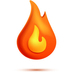 Fire flame 3d vector. Cartoon 3d isolated vector illustration
