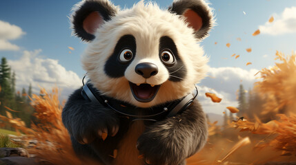 illustration of running Cute Panda. generative ai