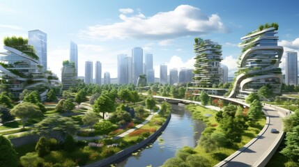 Fototapeta premium Eco-friendly green futuristic City