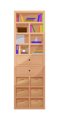 Cupboard Furniture. Interior item for a cozy isolated interior. Designer trendy furniture. Vector illustration of living room furniture in mid century modern style.