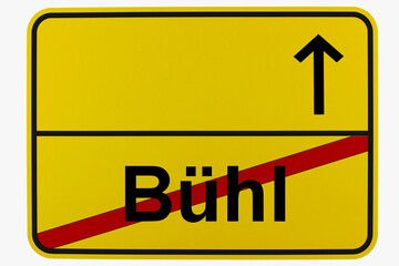 Illustration eines Ortsausgangsschildes von Bühl in Baden-Württemberg	
