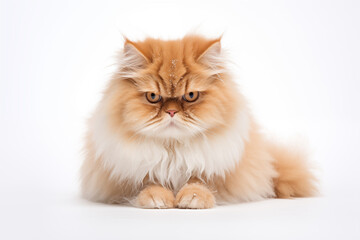 Fototapeta premium Full size portrait of Persian cat isolated on white background