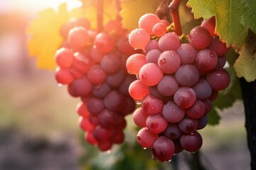 A bunch of grapes in the vineyard. - obrazy, fototapety, plakaty