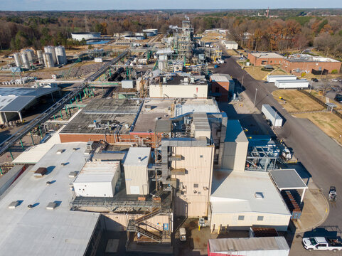 Industrial Drone Photos of a Factory Plant Manufacturing Pharmaceuticals 