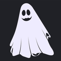 Cartoon halloween ghost, ghosted spooky spirit and mysterious phantom. Scary ghost character, fly funny spook, cute smiling scare halloween ghost mascots vector illustration set.