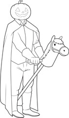 Jack O Lantern Halloween Hobby horse Animal Vector Graphic Art Illustration
