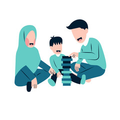 Muslim Parents Playing With Kid