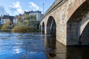 The bridge over the river Creuse at La Celle Dunoise in France.