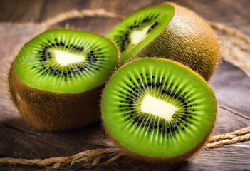 kiwi fruit on wooden background