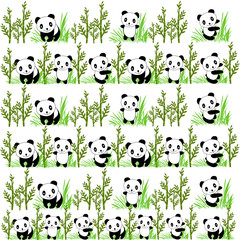 Fondo con osos pandas y bambú. 2 - 688825567