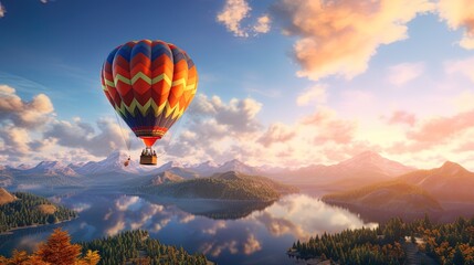 Naklejka premium Take off a bold adventure in the sky in a balloon