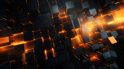 Obraz premium Arrière-plan de conception et création graphique. Cubes, technologie, futuriste. Lumière, chrome, mouvement. 