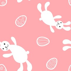 Easter animals seamless rabbit and eggs pattern for wrapping paper and fabrics and linens and kids clothes print