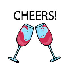 two glasses of wine knock against each other. Cheers!