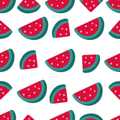 Seamless watermelons pattern. Vector background. Flat design