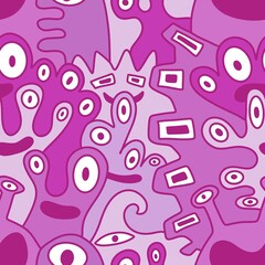 Cartoon retro monsters seamless Halloween pattern for wrapping paper and fabrics and linens and kids