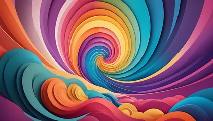 Tuinposter  Step into the abstract where psychedelic paper shapes take center stage revealing a hypnotic display of diverse color tones that defy the conventional © Zain