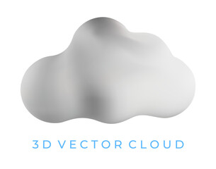 White 3d clouds set isolated on a white background. Render soft round cartoon fluffy clouds icon. Vector illustration