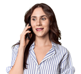 Young Caucasian woman on phone call in studio setting