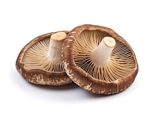 Fresh Shiitake Mushrooms Isolated on White Background, Raw Shitake, Healthy Organic Asian Fungi