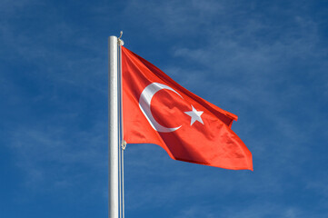 Turkey flag against blue sky 3