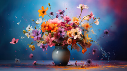 Obraz na płótnie Canvas Bouquet of glowing colorful flowers