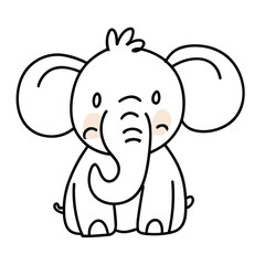 Funny beautiful African elephant. ?ute animal from wild. Cute cartoon elephant, animal from the zoo. Indwelling in Asia and the African lands of savannah, and tropical forests. Vector illustration.