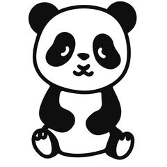 vector panda smiling. line picture isolated on white background