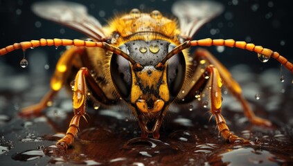 Bee as a nice macro detailed portrait shot 