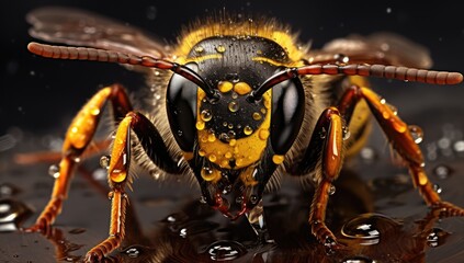 Bee as a nice macro detailed portrait shot 