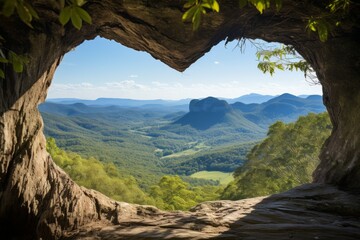 Heart-shaped cave and beautiful nature view. Background with selective focus and copy space - Powered by Adobe