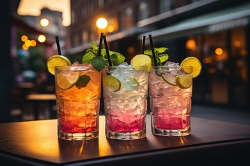 Multi colored cocktails
